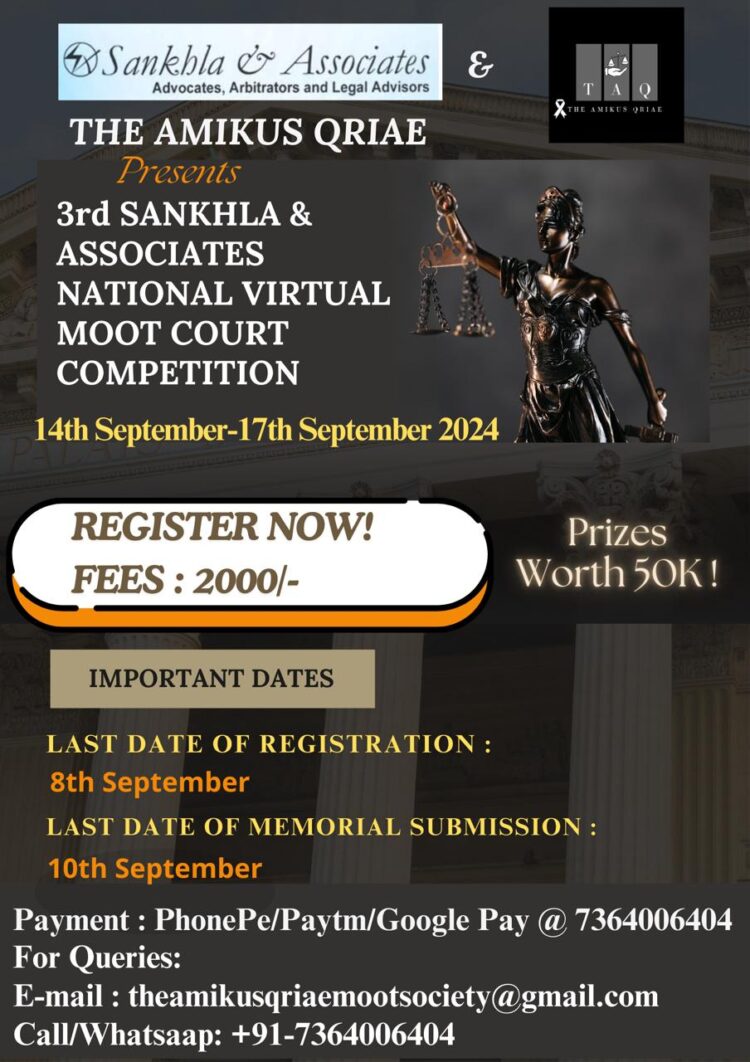 3RD SANKHLA & ASSOCIATES NATIONAL MOOT COURT COMPETITION 2024